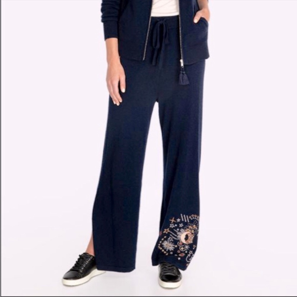 Johnny Was Cashmere Navy Callisto Slit Pants Size XS